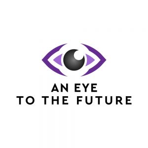 Stylised image of an eye with the text "an eye to the future"