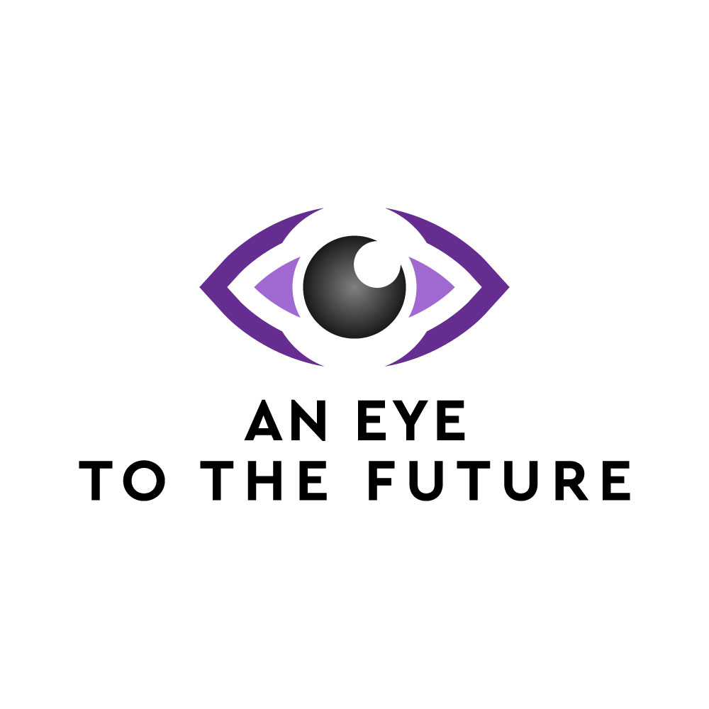 Stylised image of an eye with the text "an eye to the future"