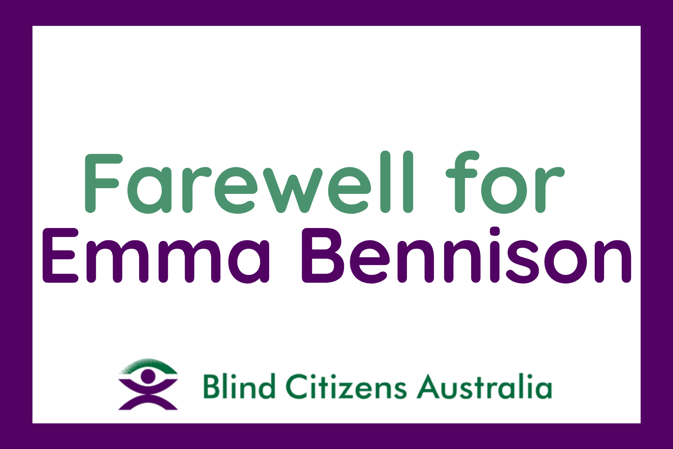 Farewell for Emma Bennison
